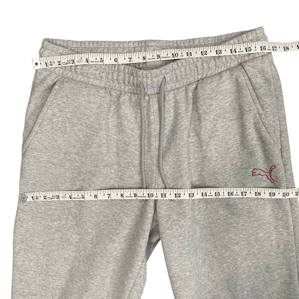 PUMA Womens L Gray Cropped Joggers Pink Logo Sweatpants Athleisure - Picture 6 of 10